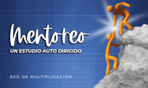 Mentoreo cristiano en español, estudio autodirigido de discipulado con ilustración de un líder ayudando a otro a escalar una montaña, Red de Multiplicación.